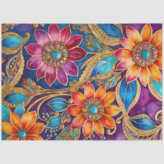 Kleurrijk Byzantijns Jewel Art Weefselpapier Tissuepapier (Voorkant)