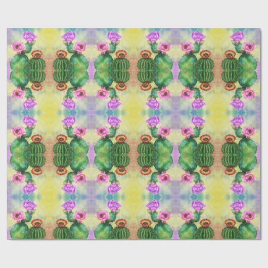 Kleurrijk Cactus Flowers Wrapping Paper - Schilder Cadeaupapier (Vlak)