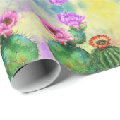 Kleurrijk Cactus Flowers Wrapping Paper - Schilder Cadeaupapier (Rol Hoek)