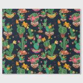 Kleurrijk Cactus Garden Wrapping Paper Cadeaupapier (Vlak)