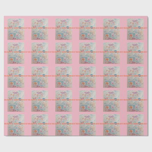 Kleurrijk cadeautje voor blije verjaardag, inpakpa cadeaupapier (Vlak)