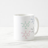 Kleurrijk Cafeïne Molecule Patroon Koffiemok (Voorkant rechts)