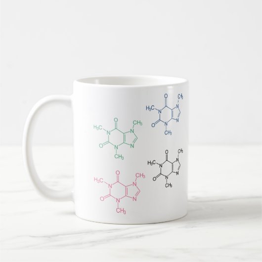 Kleurrijk Cafeïne Molecule Patroon Koffiemok (Links)