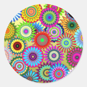 Kleurrijk caleidoscooppatroon ronde sticker