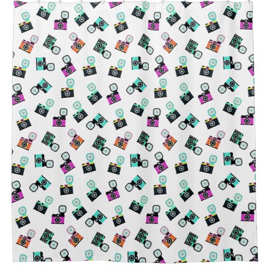 Kleurrijk camerakoetgordijn met Retro Douchegordijn (Voorkant)