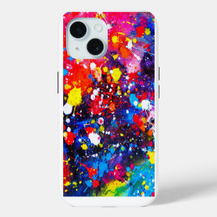 Kleurrijk canvas met verfspatten kunst iPhone 15 case