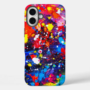 Kleurrijk canvas met verfspatten kunst iPhone 16 plus hoesje