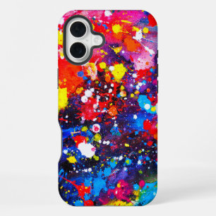 Kleurrijk canvas met verfspatten kunst iPhone 16 plus hoesje