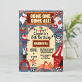 Kleurrijk Carnaval Circus Gloeiend Verjaardagsfees Kaart (Staand voorkant)