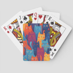 Kleurrijk Cartoon Kat Patroon Schattige Whimsica Pokerkaarten