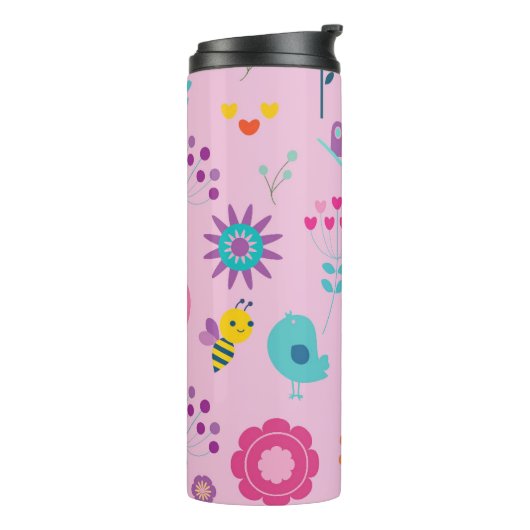 Kleurrijk Cartoon ontwerp Thermosbeker (Gedraaid links)