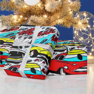 Kleurrijk Cartoons Auto's Strip Patroon Inpakpapie Cadeaupapier
