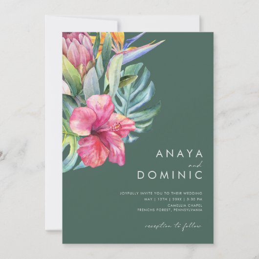 Kleurrijk Casual groen, allemaal in één bruiloft Kaart (Voorkant)