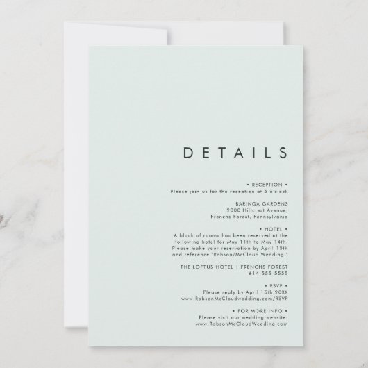 Kleurrijk Casual groen, allemaal in één bruiloft Kaart (Achterkant)