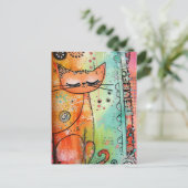 Kleurrijk Cat Briefkaart (Staand voorkant)