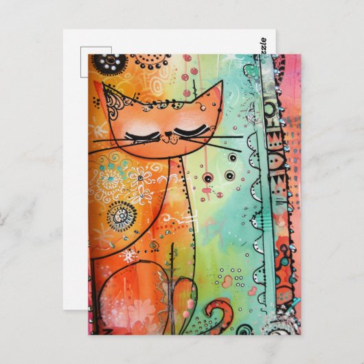 Kleurrijk Cat Briefkaart (Voorkant / Achterkant)