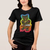 Kleurrijk Cat Keyboard T-shirt – Kunst van Carole  (Voorkant)
