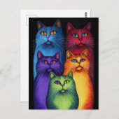 Kleurrijk Cats Briefkaart (Voorkant / Achterkant)