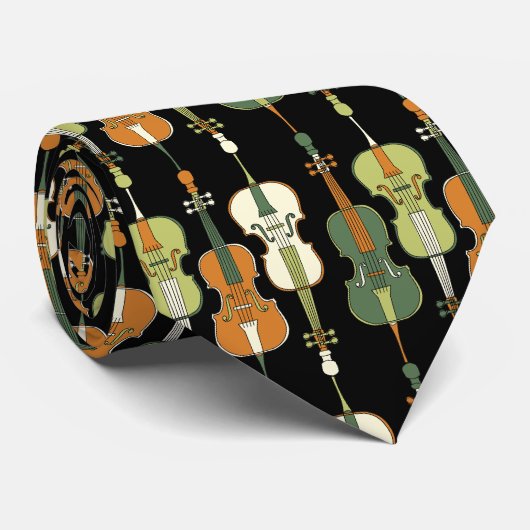 Kleurrijk Cellos Patroon Stropdas (Opgerold)