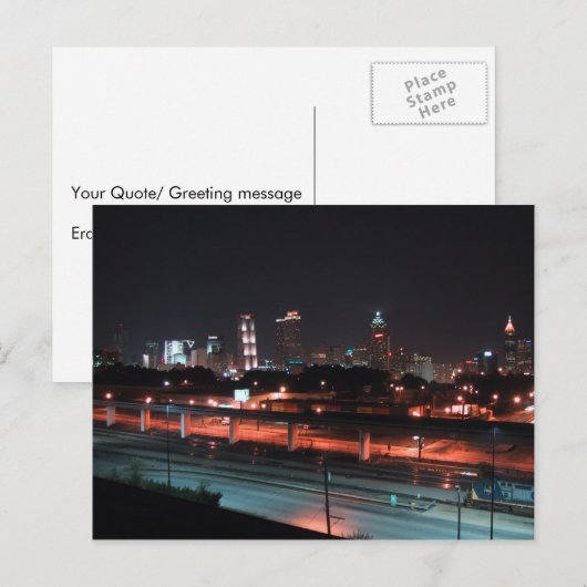 Kleurrijk centrum van Atlanta Skyline bij nacht Briefkaart (Voorkant / Achterkant)
