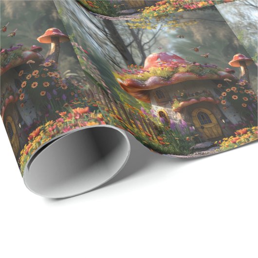  kleurrijk champignonhuis cadeaupapier (Rol Hoek)