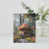  kleurrijk champignonhuis feestdagenkaart (Staand voorkant)