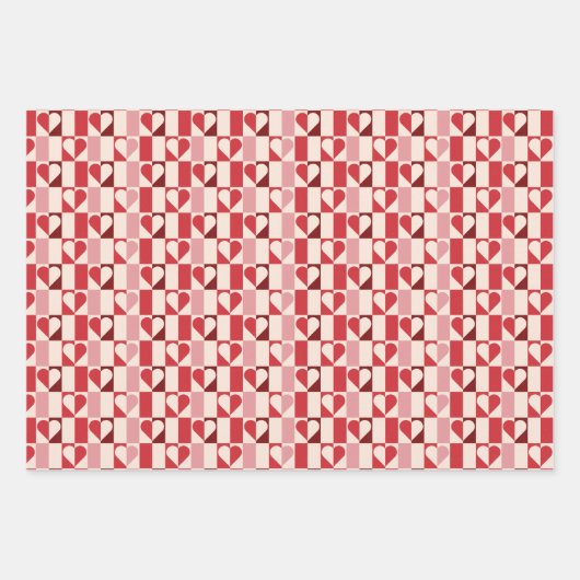Kleurrijk Checkerboard Heart Wrapping Paper (Voorkant 2)