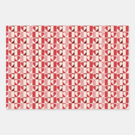 Kleurrijk Checkerboard Heart Wrapping Paper