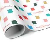 Kleurrijk Checkerboard Retro Script Wrapping Paper Cadeaupapier (Rol Hoek)