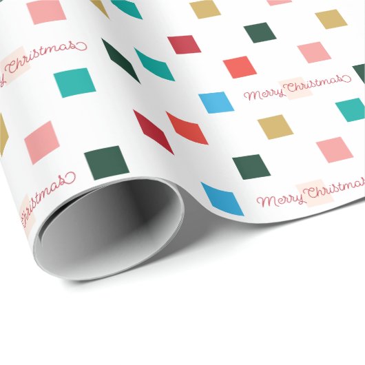Kleurrijk Checkerboard Retro Script Wrapping Paper Cadeaupapier (Rol Hoek)