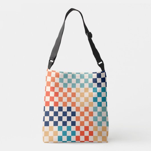 Kleurrijk Checkered-schaakbordpatroon Crossbody Tas (Achterkant)