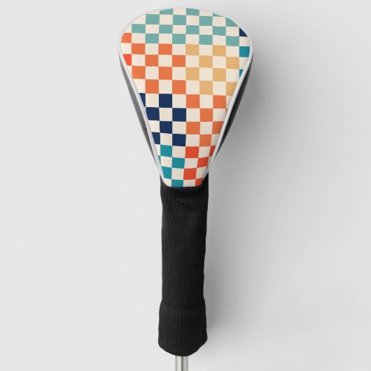 Kleurrijk Checkered-schaakbordpatroon Golfheadcover (Voorkant)