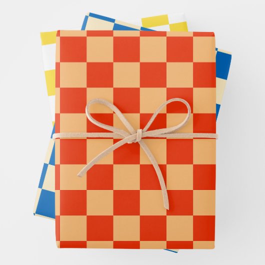Kleurrijk Checkered-schaakbordpatroon Inpakpapier Vel (In situ)