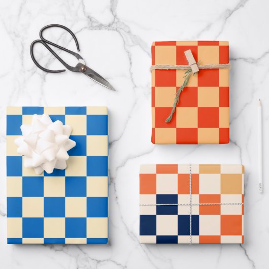 Kleurrijk Checkered-schaakbordpatroon Inpakpapier Vel (Voorkant)