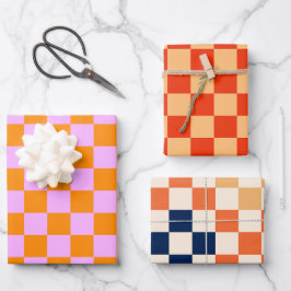 Kleurrijk Checkered-schaakbordpatroon Inpakpapier Vel
