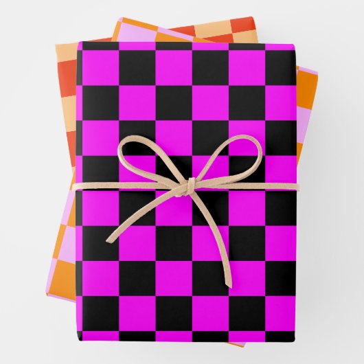 Kleurrijk Checkered-schaakbordpatroon Inpakpapier Vel (In situ)