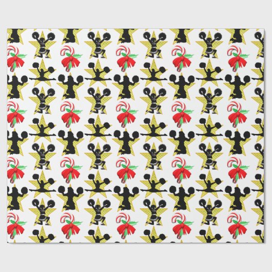 KLEURRIJK CHEERLEADEREND KERSTONTWERP CADEAUPAPIER (Vlak)