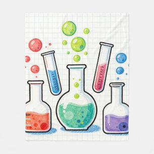 Kleurrijk chemielaboratoriumglaswerk  fleece deken