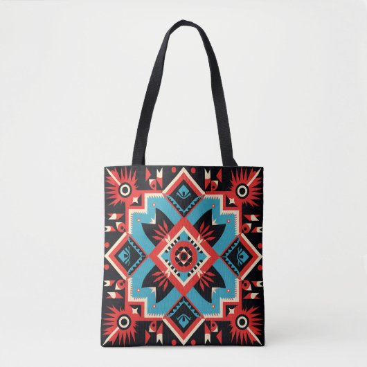 Kleurrijk Cherokee Indiaas stampatroon Tote Bag (Voorkant)