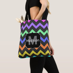Kleurrijk Chevron Koel Zomer Pret Patroon Monogram Tote Bag