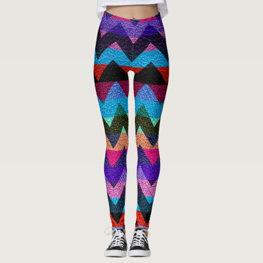 Kleurrijk Chevron Modern Leer #10 Leggings (Voorkant)