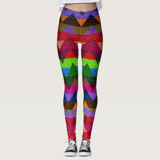 Kleurrijk Chevron Modern Leer #21 Leggings (Voorkant)