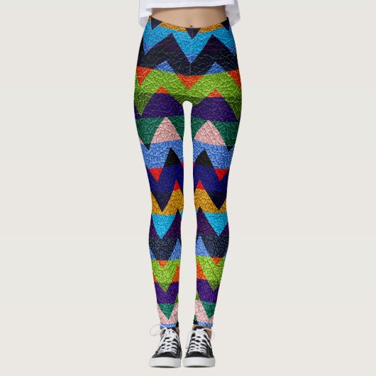 Kleurrijk Chevron Modern Leer #5 Leggings (Voorkant)