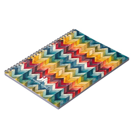  kleurrijk Chevron Monogram Notitieboek (Linkerzijde)