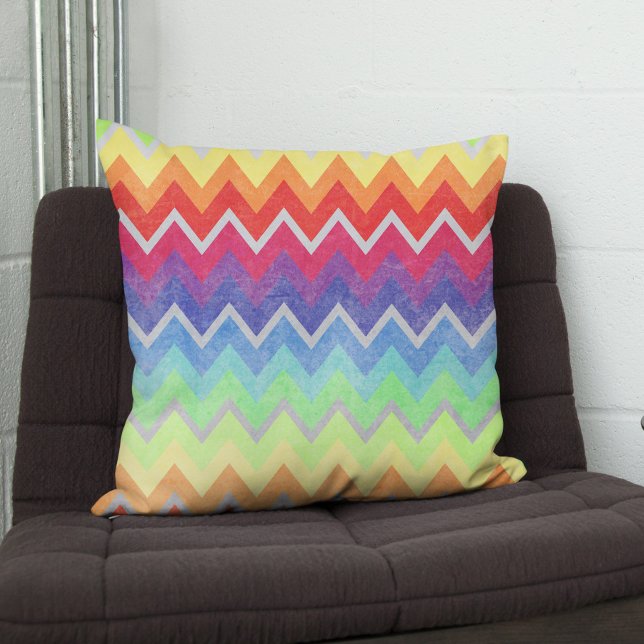 Kleurrijk Chevron-patroon Cute Rainbow-kleuren Kussen (Creator heeft geüpload)