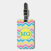 Kleurrijk Chevron Patroon met Monogram Bagagelabel (Voorkant verticaal)