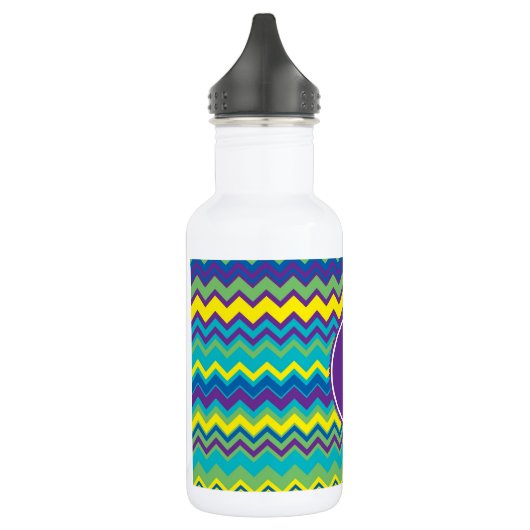 kleurrijk Chevron-patroon met monogram Waterfles (Links)