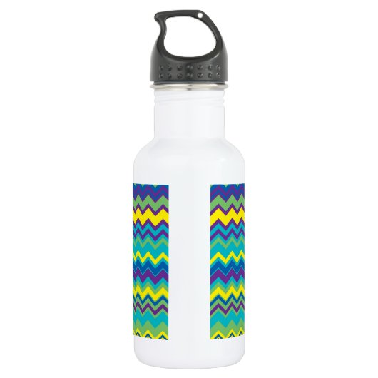 kleurrijk Chevron-patroon met monogram Waterfles (Achterkant)