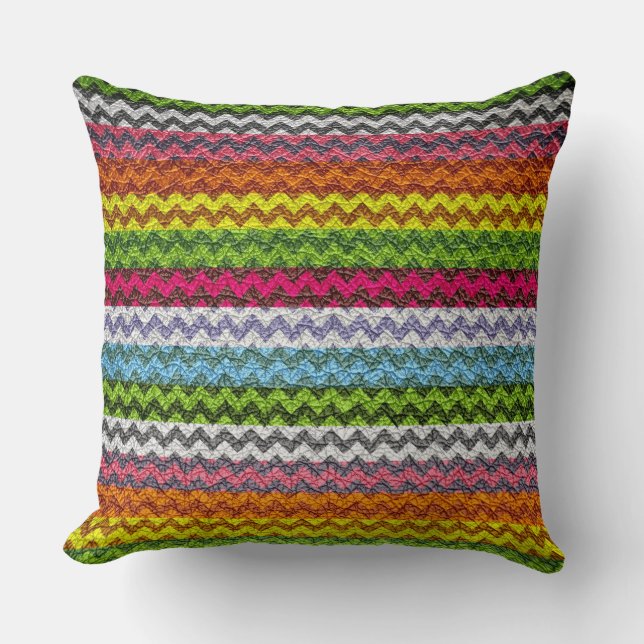  kleurrijk Chevron Stripes Patroon #2 Kussen (Voorkant)