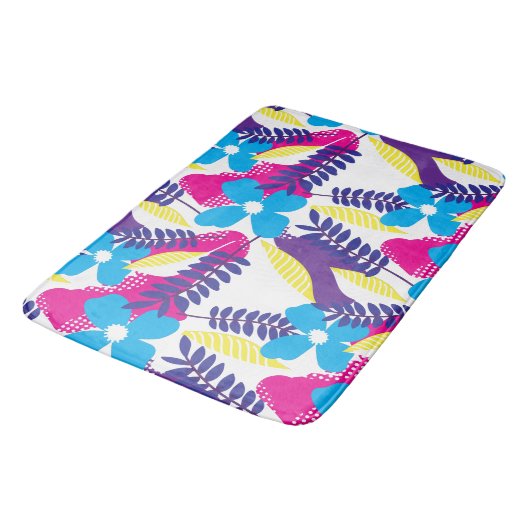 Kleurrijk Chic Floral & Dot Patroon met bladeren Badmat (Gekanteld)